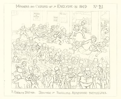 1849, Una estación de tren mostrando a los viajeros refrescándose de Richard Doyle