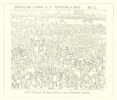 1849, Una vista de Epsom Downs en el día del Derby de Richard Doyle