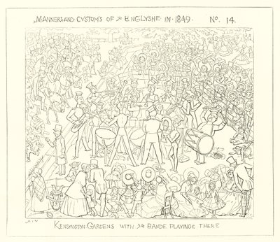 1849, Los Jardines de Kensington con la banda tocando de Richard Doyle