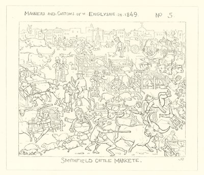 1849, Mercado de ganado de Smithfield de Richard Doyle