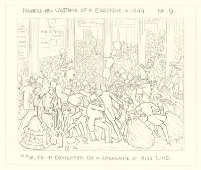 1849, El público en su emoción ante la aparición de Miss Lind de Richard Doyle