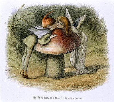 Un duende y un hada besándose de Richard Doyle