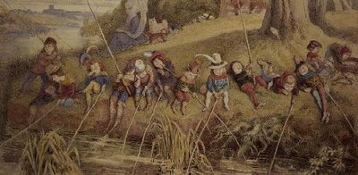 Dame Julianna Berners enseñando a sus jóvenes alumnos el arte de la pesca de Richard Doyle