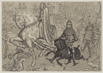Eduardo el Príncipe Negro, con su prisionero el Rey Juan de Francia, entrando en Londres de Richard Doyle