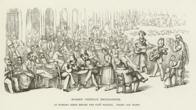 Trovadores venecianos modernos, una escena nocturna frente al Café Florian, Piazza San Marco de Richard Doyle
