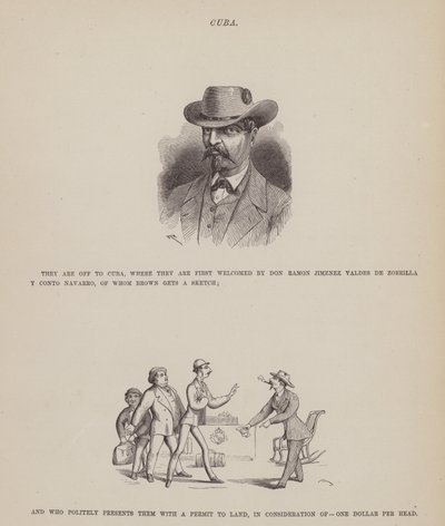 Página del Tour Americano de los Sres. Brown, Jones y Robinson (grabado) de Richard Doyle