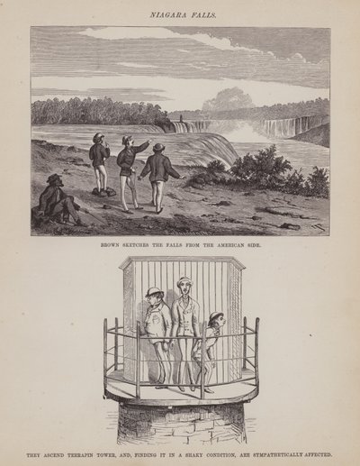Página del Tour Americano de los Sres. Brown, Jones y Robinson (grabado) de Richard Doyle