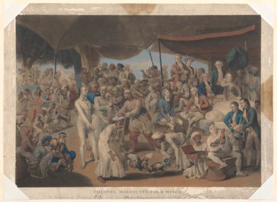 Partido de gallos del coronel Mordaunt en Lucknow de Richard Earlom