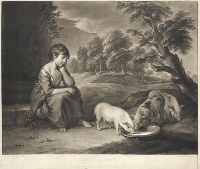Niña y cerdos de Richard Earlom
