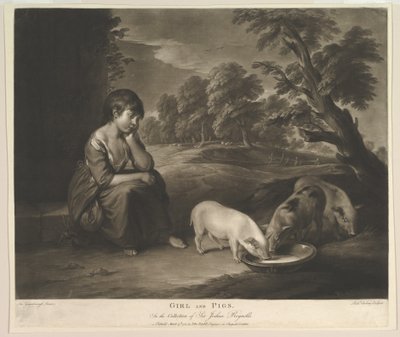 Niña y cerdos, 1783 de Richard Earlom