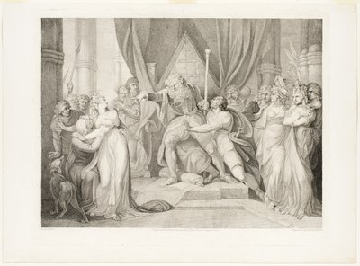 Lear expulsando a su hija Cordelia de Richard Earlom
