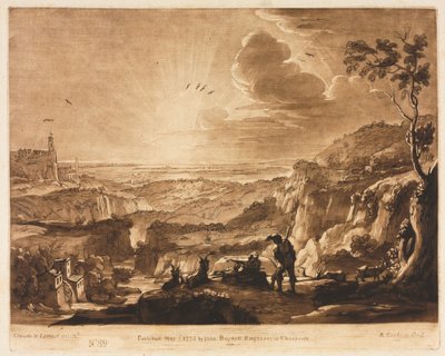 Liber Veritatis: No. 89, Vista de un país montañoso y extenso, 1775 de Richard Earlom