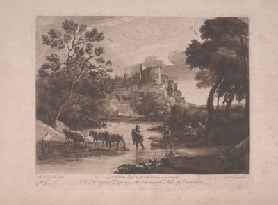 Vista de Tívoli al atardecer, publicada en 1775 de Richard Earlom