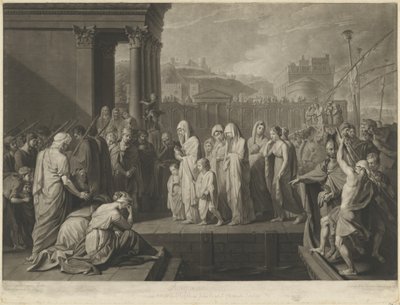 Agripina desembarcando en Brindisi con las cenizas de Germánico de Richard Earlom after Benjamin West
