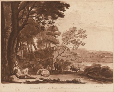 Paisaje No. 15 de "Liber Veritatis" de Richard Earlom after Claude Lorrain