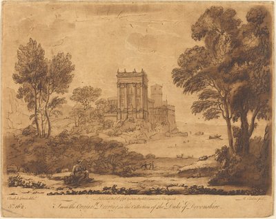 Paisaje No. 162 de "Liber Veritatis" de Richard Earlom after Claude Lorrain