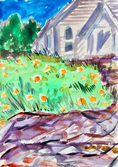 Iglesia en una colina, Tiburon, 2017 de Richard Fox