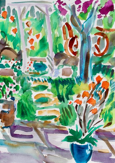 Camino del jardín y enrejado de Richard Fox