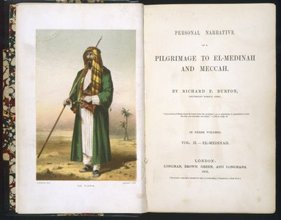 Portada de Richard F. Burton, "Informe sobre mi peregrinación a Medina y La Meca", Volumen II, 1855 de Richard Francis Burton
