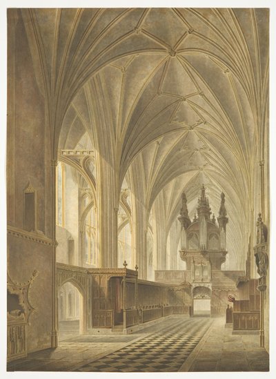 El coro de la catedral de Bristol, mirando al oeste de Richard G. Reeve