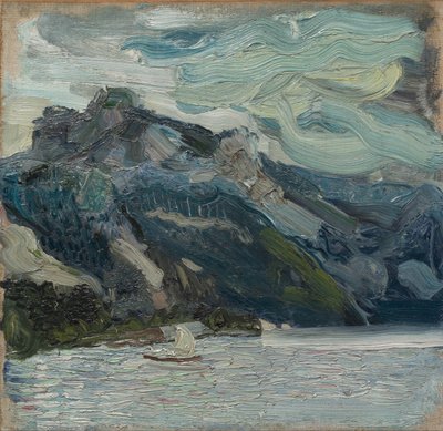 Lago Traun con Montaña Durmiente Griega, 1907 de Richard Gerstl