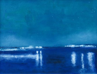 Reflejos en el agua de la noche azul de Richard Gombar