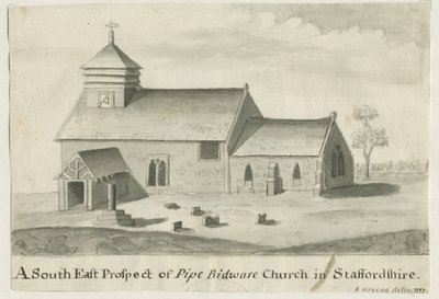 Iglesia de Pipe Ridware: pintura en sepia, 1777 de Richard Greene