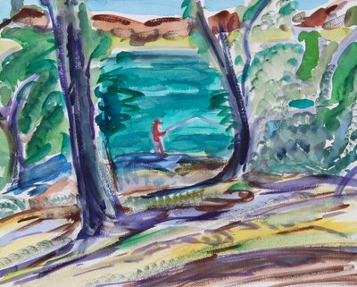 Fishing at Lake Herman, 2021 (acuarela sobre papel) de Richard H. Fox