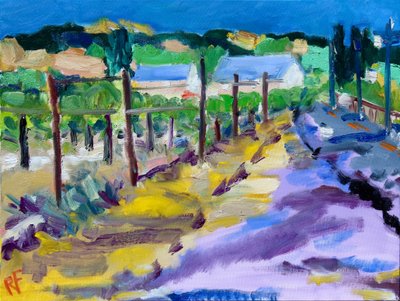 Viñedo en las afueras de Santa Rosa, 2021 (óleo sobre lienzo) de Richard H. Fox