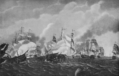 Acción frente a San Domingo, c. 1807 de Richard Harraden
