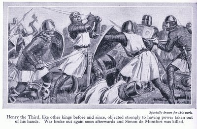 Enrique III se opuso firmemente a que le quitaran el poder de sus manos. Estalló la guerra y Simón de Monfort fue asesinado, c.1950 de Richard Henry Brock