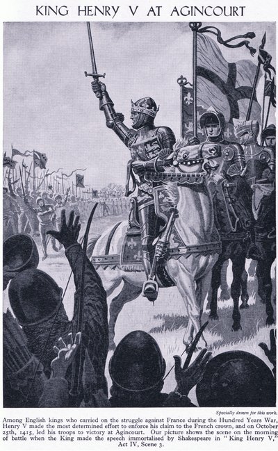 El rey Enrique en Agincourt 1415 d.C., c.1950 de Richard Henry Brock