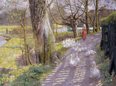 El camino junto al estanque del molino, 1900 de Richard Henry Brock