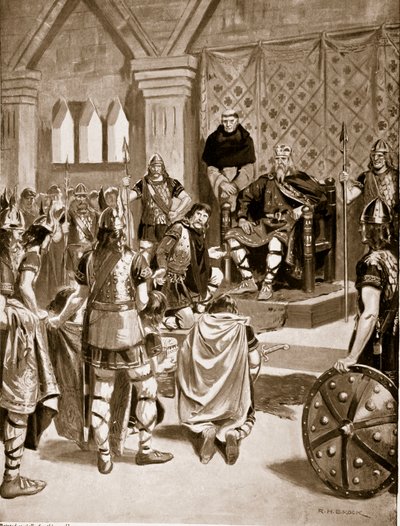 Trofeos de Carlomagno presentados a Offa de Mercia, 786 a.C., ilustración de 