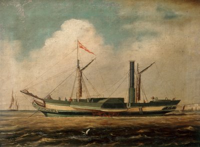 Barco de vapor "Belfast" frente a Brighton (óleo sobre lienzo) de Richard Henry Nibbs