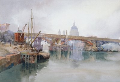 Puente de Southwark en proceso de demolición, 1915 de Richard Henry Wright