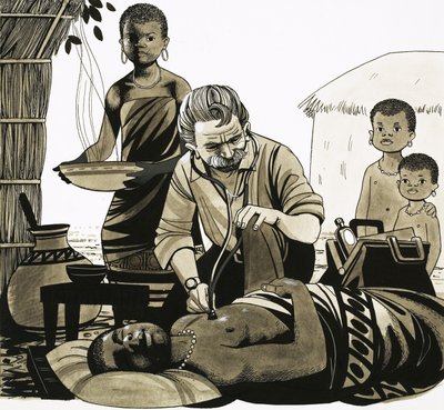Un hombre con una misión: El médico musical (Albert Schweitzer) (ilustración) de Richard Hook