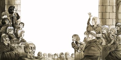 Chicos de escuelas rivales gritándose en los juegos intercolegiales conocidos como "Diputaciones". de Richard Hook