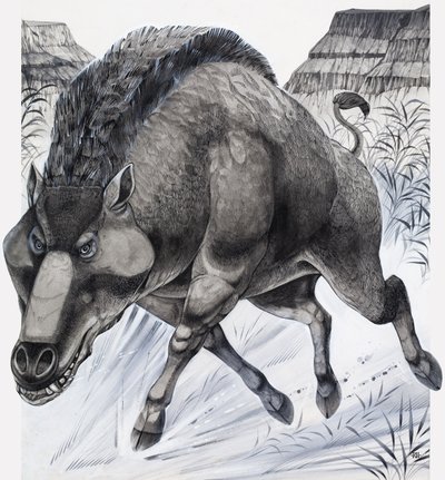 Daeodon (gouache sobre papel) de Richard Hook