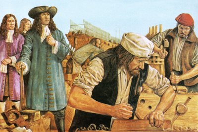 Pedro el Grande visita un astillero de Richard Hook