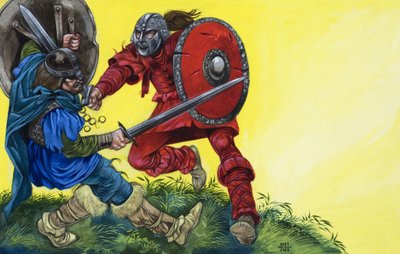 El Caballero Rojo derriba a Balin con un poderoso golpe... de Richard Hook