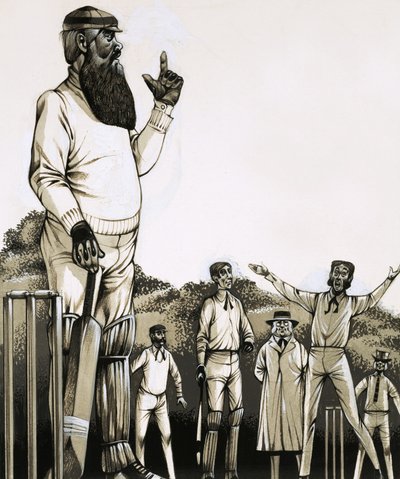 El gran W G Grace en el wicket de Richard Hook