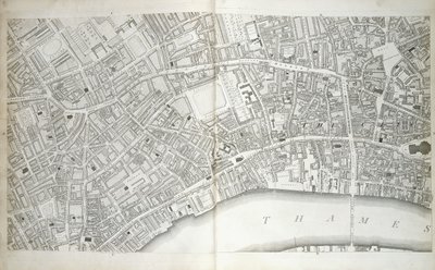 Placa de "Plan de las Ciudades de Londres y Westminster el Borough de Southwark, y Partes Adyacentes", c.1792-1799 de Richard Horwood