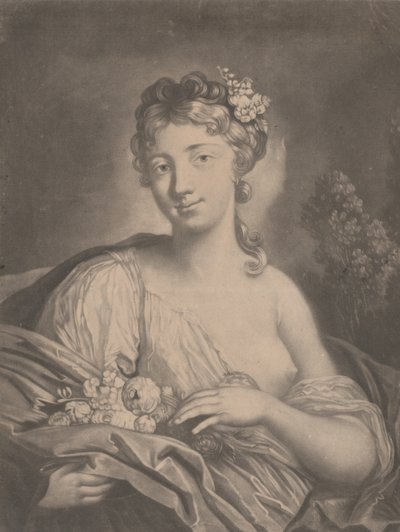 Primavera: una joven sosteniendo flores en su capa, 1775 de Richard Houston