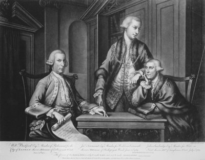 William Beckford (1709-70) James Townsend y John Sawbridge (c.1732-95) Concejales de Londres, grabado por el artista, 1769 de Richard Houston
