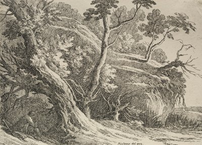 Especímenes de Poliautografía: Hombre sentado bajo un roble, 1802 de Richard II Cooper