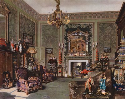 Palacio de Buckingham: Salón chino Chippendale de la Reina Mary (litografía en color) de Richard Jack