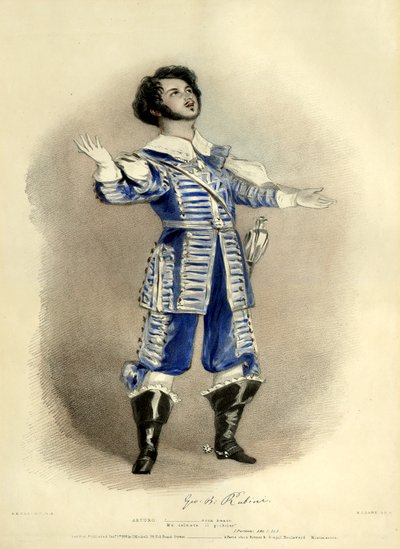 I Puritani con Giovanni Rubini como Arturo (creó el papel) de la primera producción en París, Théâtre-Italien de Richard James Lane