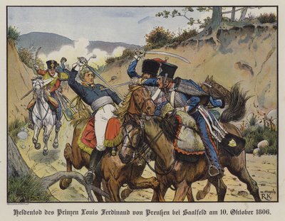 Muerte heroica del Príncipe Luis Fernando de Prusia en la Batalla de Saalfeld de Richard Knotel