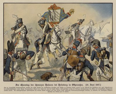 La carga de los Húsares Negros en la Batalla de Heilsberg, Prusia Oriental de Richard Knotel